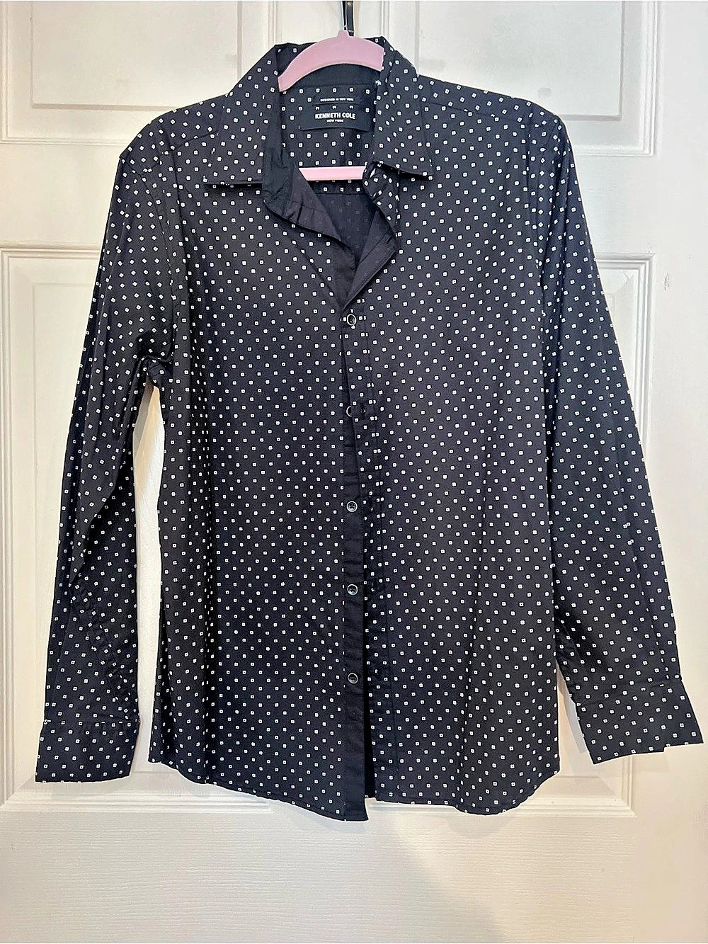 Kenneth Cole Men's Geometric Button Down Black & White Size Medium NWT